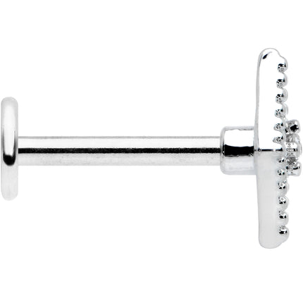 16G 5/16 Clear Gem Deco Textured Rhombus Labret Monroe Tragus
