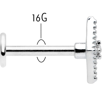 16G 5/16 Clear Gem Deco Textured Rhombus Labret Monroe Tragus