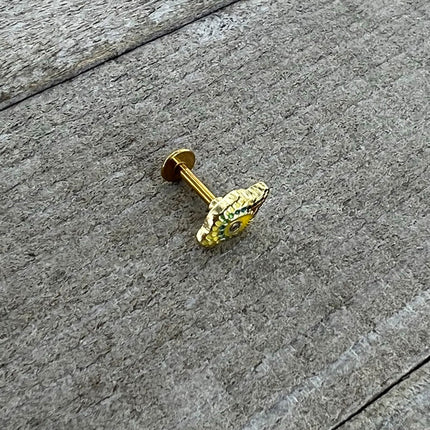 16G 1/4 Gold Tone Bold Peacock Feather Labret Monroe Tragus