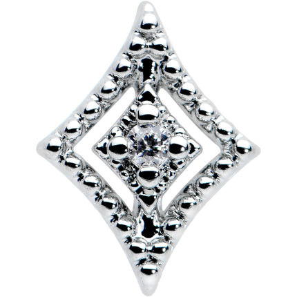 16G 1/4 Clear Gem Deco Textured Rhombus Labret Monroe Tragus
