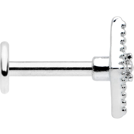 16G 1/4 Clear Gem Deco Textured Rhombus Labret Monroe Tragus
