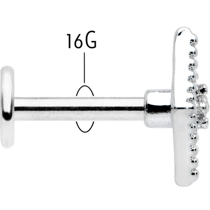 16G 1/4 Clear Gem Deco Textured Rhombus Labret Monroe Tragus