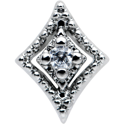 20G 7mm Clear CZ Gem Deco Texture Rhombus L Shape Nose Ring