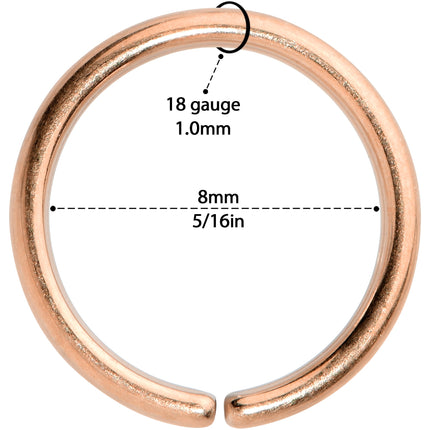 18G 5/16 Rose Gold Hue PVD Grade 23 Titanium Bendable Hoop Ring