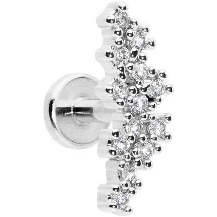 16G 1/4 Clear CZ Gem Texture Arc Internal Thread Labret Tragus