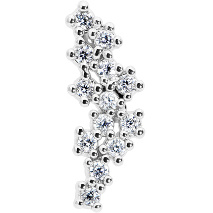 16G 1/4 Clear CZ Gem Texture Arc Internal Thread Labret Tragus