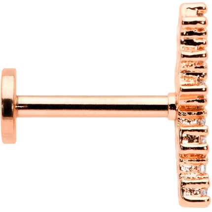16G 5/16 CZ Gem Rose Hue Texture Arc Internal Thread Labret Tragus
