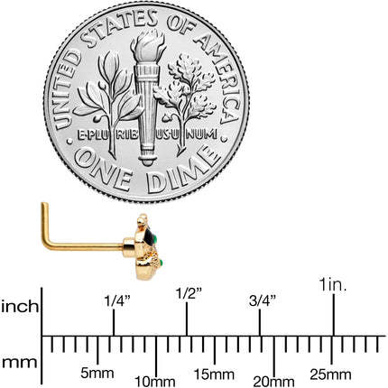 20G 7mm Gold Tone Mom Baby Whale L Shape Nose Ring