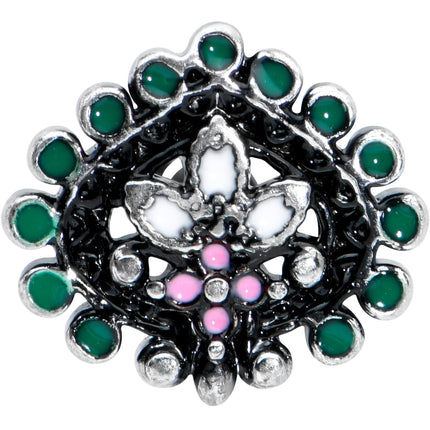 16G 5/16 Stylized Pink Green Abstract Leaf Labret Monroe Tragus