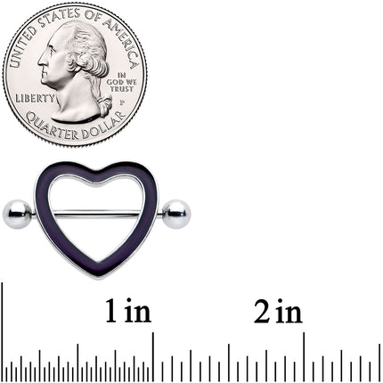 14G 5/8 Black Heart Valentine Glow in the Dark Nipple Shield Set