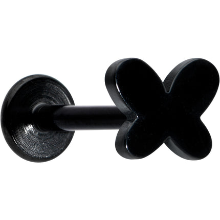 16G 5/16 Black Simple Butterfly Internally Threaded Labret Tragus