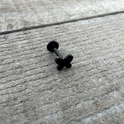16G 5/16 Black Simple Butterfly Internally Threaded Labret Tragus