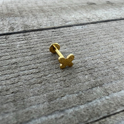 16G 5/16 Gold Tone Simple Butterfly Internal Thread Labret Tragus