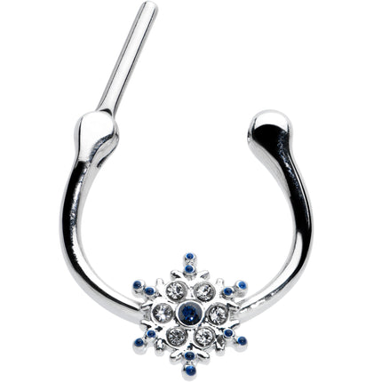16G 5/16 Blue Gem Festive Snowflake Christmas Cartilage Clicker