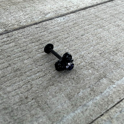 16G 5/16 Purple Gem Black Skull Heart Bow Labret Monroe Tragus