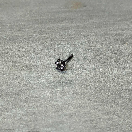 20G 1/4 Clear CZ Gem Black Abstract Sun Nose Bone