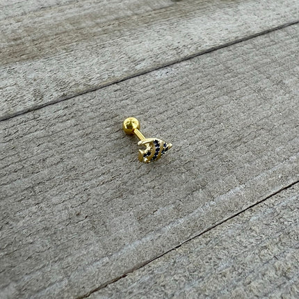 16G 1/4 Gold Tone Blue Adorable Angelfish Cartilage Tragus