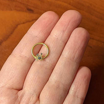 16G 3/8 Gold Tone Blue Crab Nautical BCR Captive Ring