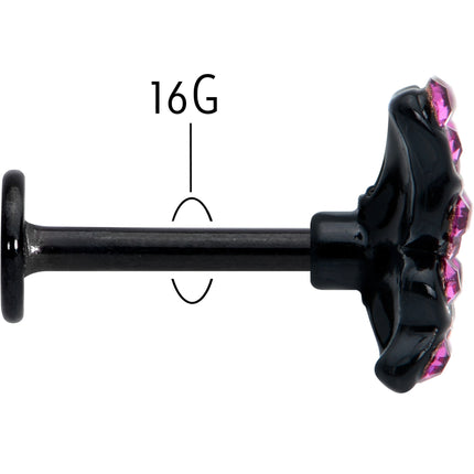 16G 5/16 Pink Gem Black Midnight Butterfly Labret Monroe Tragus
