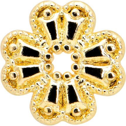 16G 1/4 Yellow Gem Gold Tone Textured Cross Labret