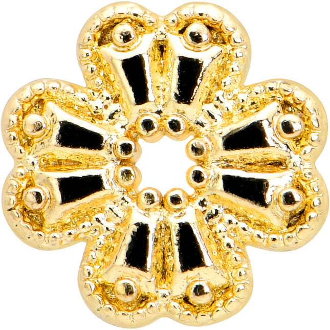 16G 1/4 Yellow Gem Gold Tone Textured Cross Labret