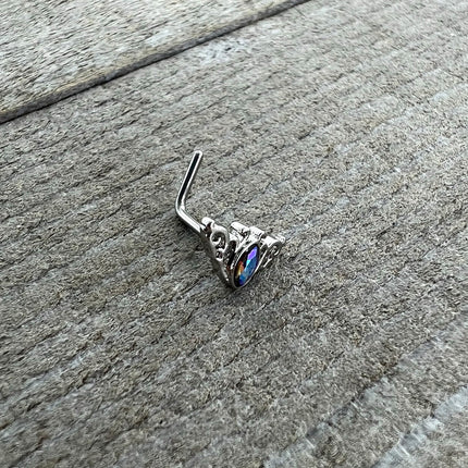 20G 7mm Aurora Gem Deco Waves L Shape Nose Ring