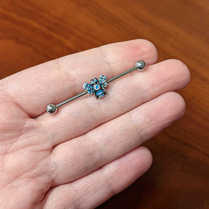 14G Texture Blue Butterfly Industrial Barbell 38mm