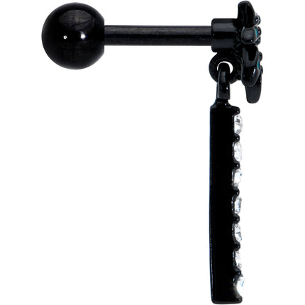 16G 1/4 Clear Gem Black Night Palm Tree Dangle Cartilage Earring