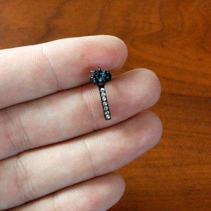 16G 1/4 Clear Gem Black Night Palm Tree Dangle Cartilage Earring