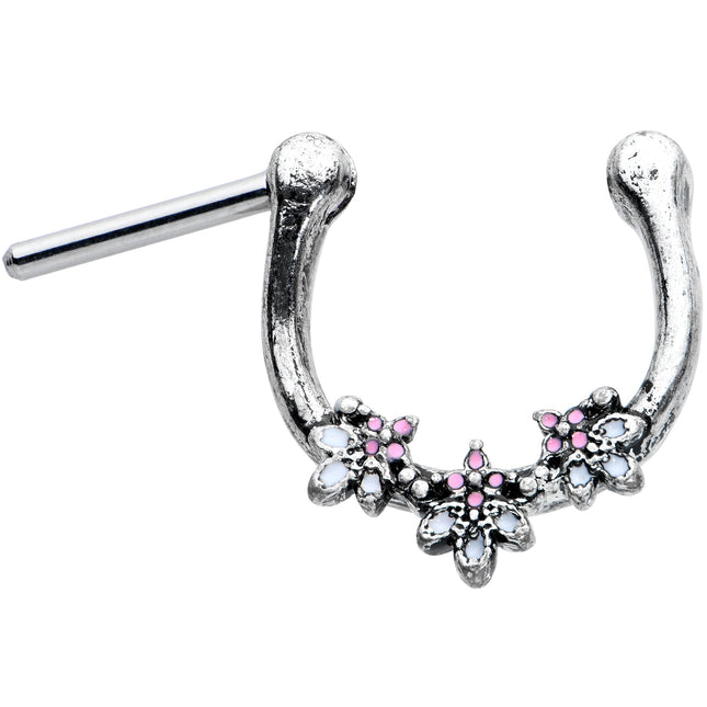 16G 5/16 Pink White Abstract Leaf Flower Cartilage Clicker