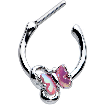 16G 5/16 Heart Pink Butterfly Cartilage Clicker