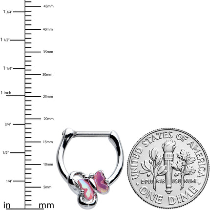 16G 5/16 Heart Pink Butterfly Cartilage Clicker