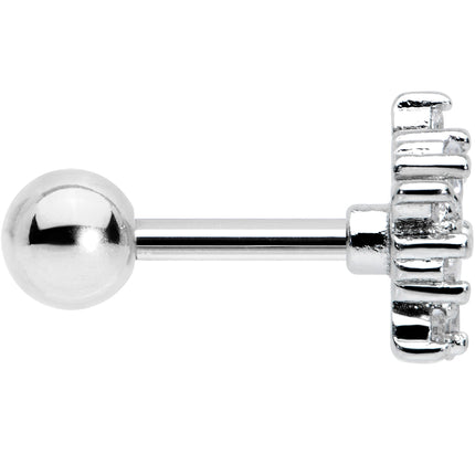 16G 1/4 Clear CZ Gem Floral Burst Cartilage Tragus Earring