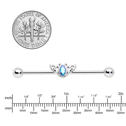 14G Aurora Gem Art Deco Style Waves Industrial Barbell 38mm