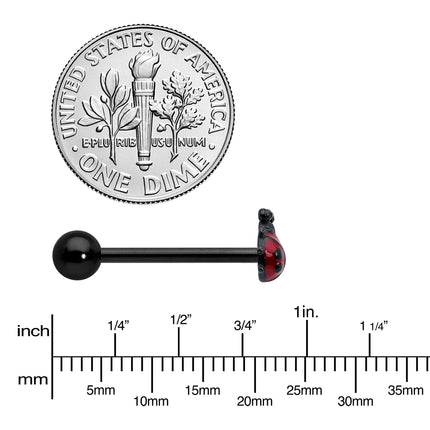 Black Classic Ladybug Top End Barbell Tongue Ring