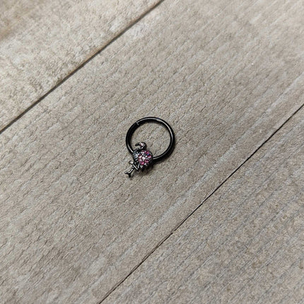 16G 3/8 Pink Gem Black Fashion Flamingo Hinged Segment Ring