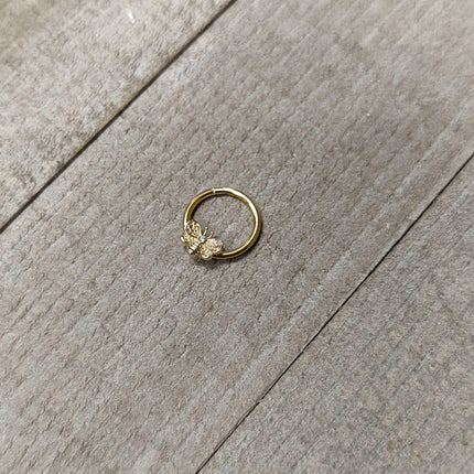 16G 3/8 Clear Gem Gold Tone Beauty Bee Hinged Circular Ring