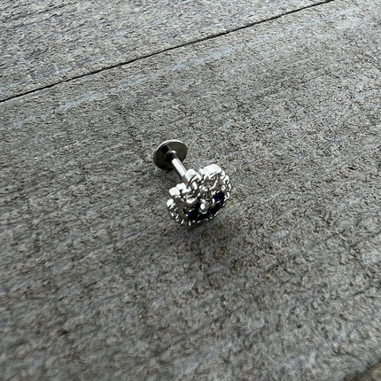 16G 1/4 Blue Clear Gem Abstract Arch Labret