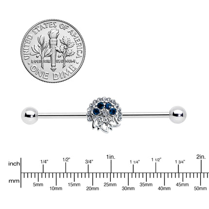 14G Blue Gem Abstract Arch Industrial Barbell 38mm