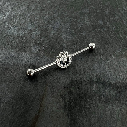 14G Blue Gem Abstract Arch Industrial Barbell 38mm