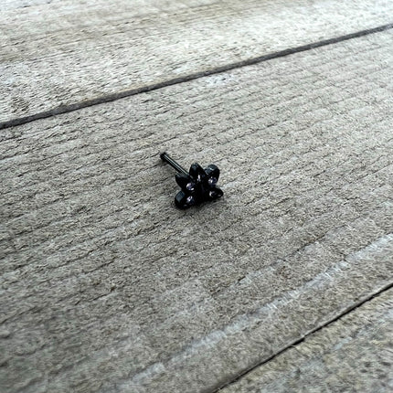 20G 1/4 Purple Gem Black Skull Blossom Nose Bone