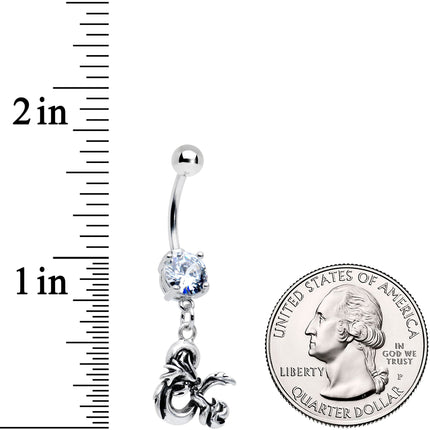 Officially Licensed Dungeons & Dragons Clear CZ Gem Dangle Belly Ring