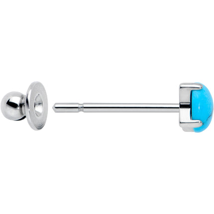 3.5mm Blue Turquoise Stone Implant Grade Titanium Stud Earrings