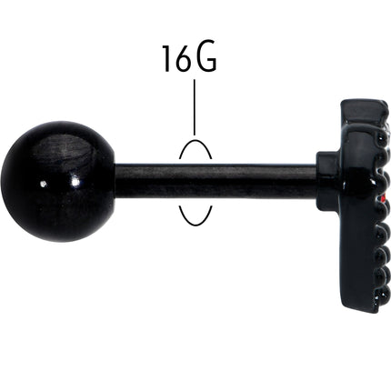 16G 1/4 Red Clear Gem Black Heart Key Cartilage Tragus Earring