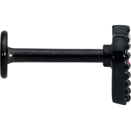 16G 5/16 Red Clear Gem Black Heart Key Labret Monroe Tragus