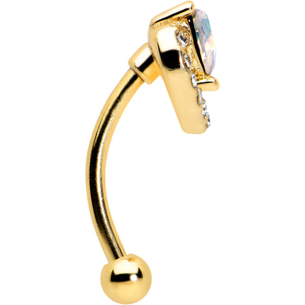 16G 5/16 Aurora Gem Gold Tone Rococo Heart Curved Eyebrow Ring