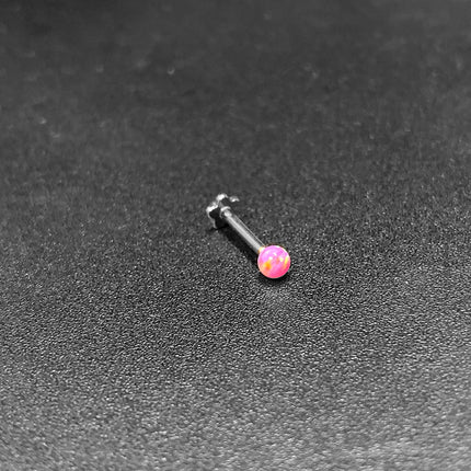 16G 5/16 Pink Synthetic Opal Titanium Threadless Flower Labret