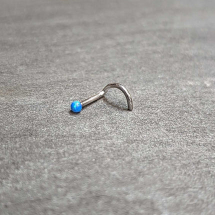 18G 1/4 Blue Synth Opal G23 Titanium Threadless Left Nose Screw