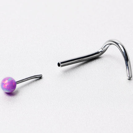 20G 1/4 Purple Synth Opal G23 Titanium Threadless Left Nose Screw