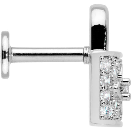 16G 1/4 Clear CZ Gem Lock It Up Labret
